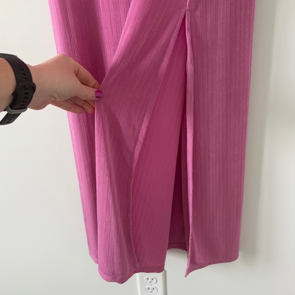 Free People Intimately Bare It All Ribbed Body Con Maxi Sleeveless Dress Pink M - Picture 5 of 10